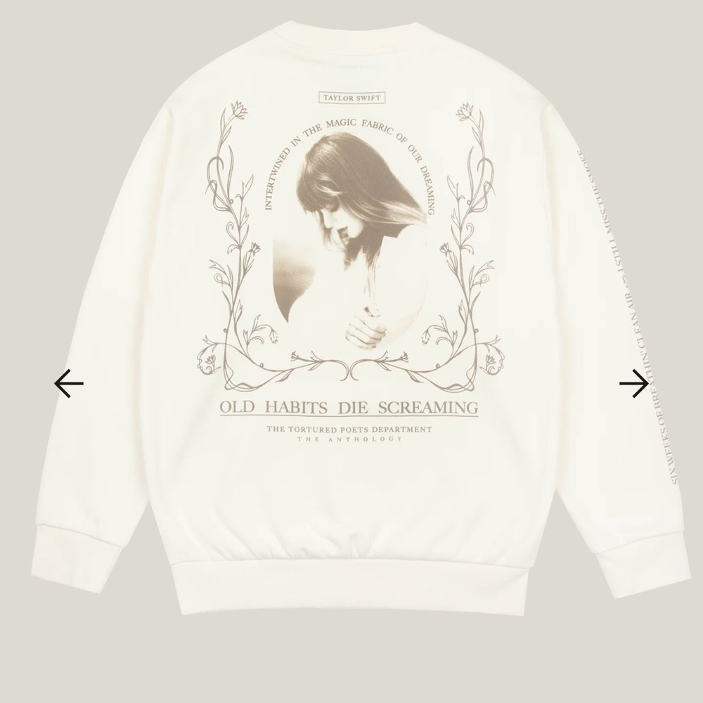 Taylor Swift The Black Dog Old Habits Die Screaming Kanga Pocket Crewneck